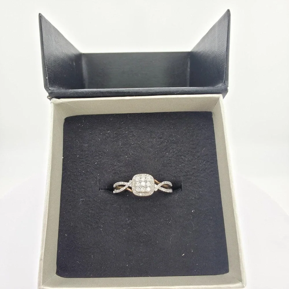 IKS SANDEEP DIAMOND Corp Diamond Ring Halo 925 Sterling Silver Size 8